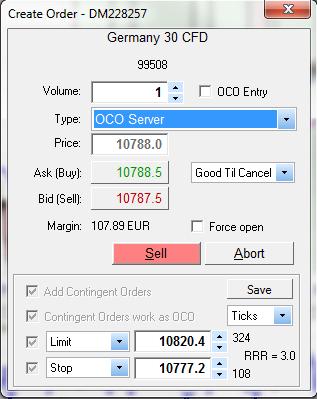 Adding bracket orders Bracket orders can always be added after a position has been taken, even if you did not place contingent OCO orders when the