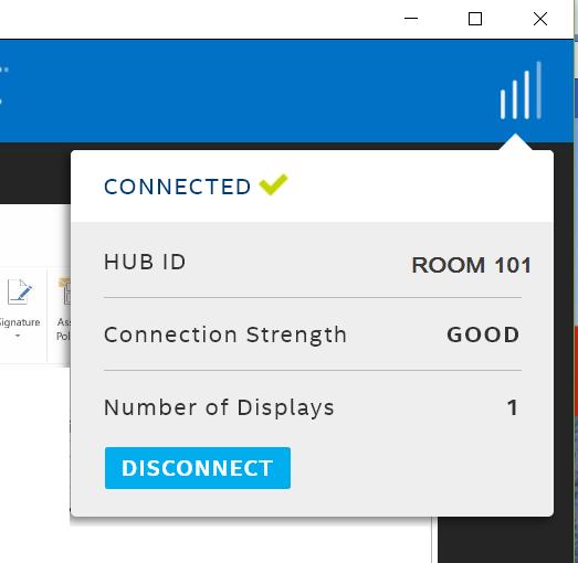 5.10 Disconnect To disconnect from the hub go to the Connection Status