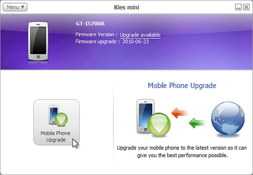 7. When the upgrade screen appears, click Mobile Phone Upgrade. 8.