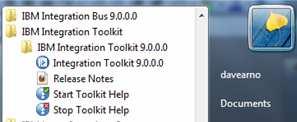 Getting to know the Toolkit The icon for the IBM Integration Toolkit is located in the system tray on