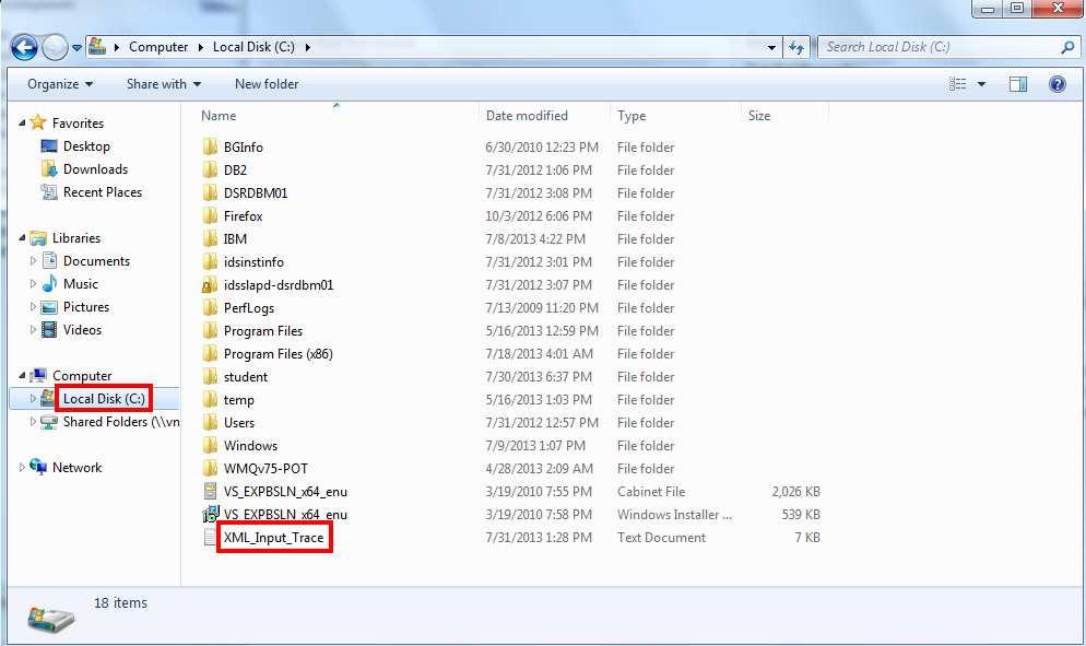 The output of the Trace Node in the file system will be examined next. 19. 20. 21. Bring up Windows Explorer.