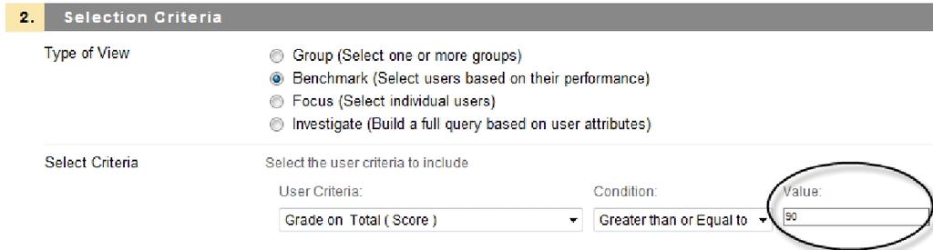 Select Benchmark as the Type of View by selecting the corresponding radio button. 7.
