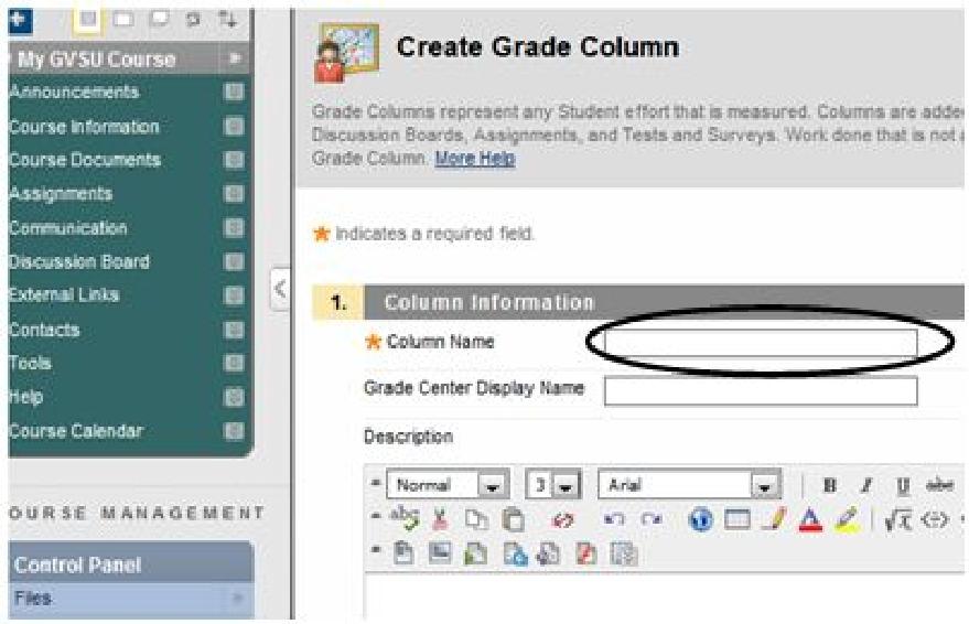 Descriptions of columns, categories and grading schemas are listed below, along with instructions for creating additional (or editing) items.