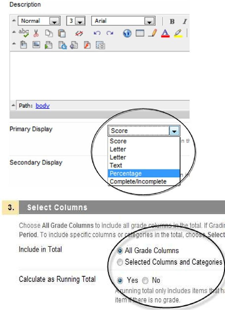 Entering a Grade Center Display Name is optional; it will appear in place of the Column Name in Grade Center for you and in My Grades for students. This may be useful for shortening column widths.