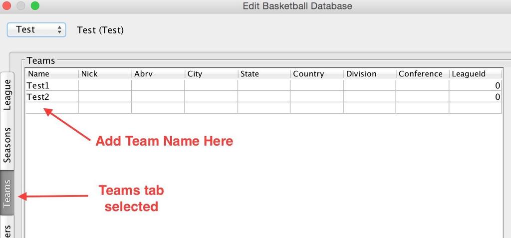 Adding Teams Once you have your League created and all of the appropriate seasons are created, you can start adding teams to your league.