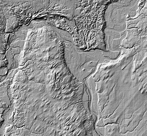 html Shaded relief (hillshading) : The user selects azimuth and zenith, 315 and 45 standard to match the NW