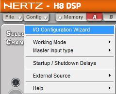 Click the Config menu and select I/O Configuration Wizard. Press NEXT to continue configuration. Press CANCEL to exit. 6. Inputs Selection.
