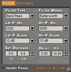 8 8.10 FILTER SETTINGS 7 The H8 DSP has five crossover filters, one for each output channel. Each filter allows the setting of a single output channel parameters 1.