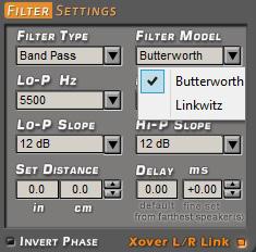 Filter Type: it enables the selection of the different types of filters that can be assigned to channels: - Full Range - Low Pass - High Pass - Band Pass 3 In STANDARD mode: According to the speaker