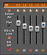 8 8.12 GRAPHIC EQUALIZER 9 The H8 DSP software features a 31-band, ± 12 db graphic equalizer for each system channel. In compliance with ISO requirements, frequencies are equally spaced at 1/3 Oct.