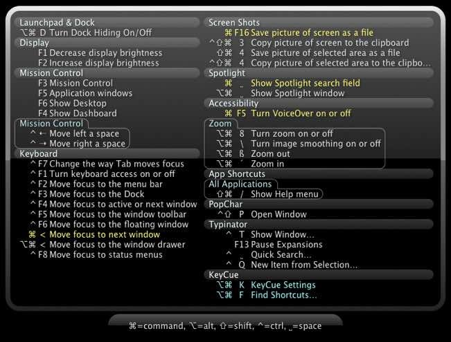 ! KeyCue User's Guide Version 8.7 shift) while the KeyCue table is visible, KeyCue highlights the matching menu items or dims those items that do not match the currently pressed modifier keys.