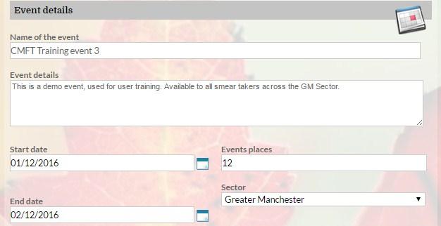5.6. Edit an Event/Training date As soon as an event or training is published, it is available to view for all the system users based on the individual Sector