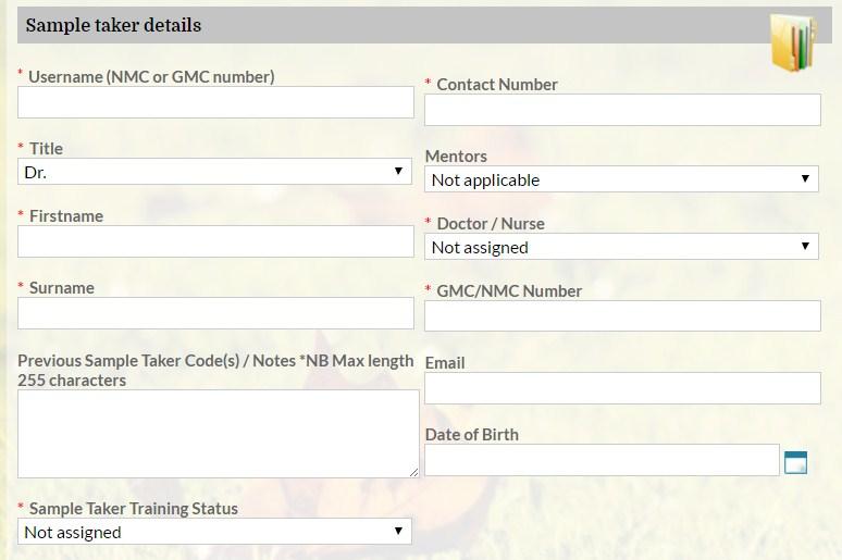 Also, sample taker details, training history and performance reports can be accessed here.