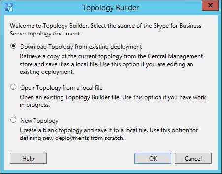 Microsoft Skype for Business & Bell Canada SIP Trunk The following is displayed: Figure 3-2: Topology Builder Dialog Box