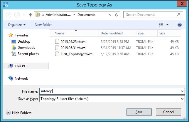 downloaded Topology: Figure 3-3: Save Topology Dialog Box 3. Enter a name for the Topology file, and then click Save.