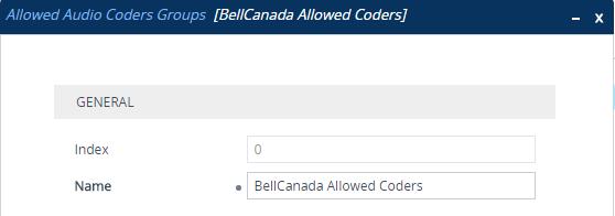 Configuration Note 4. Configuring AudioCodes E-SBC The procedure below describes how to configure an Allowed Coders Group to ensure that voice sent to the Bell Canada SIP Trunk uses the G.