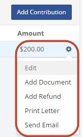 HOW TO EDIT A MONETARY CONTRIBUTION 1. Click Edit.