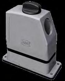 DIN Housing ODU-MAC DIN Housing with Spindle Locking Colour of housing grey (standard) or white Material Aluminium pressure die casting Sealing NBR Cable clamp see page 101 Surface mounted housing on