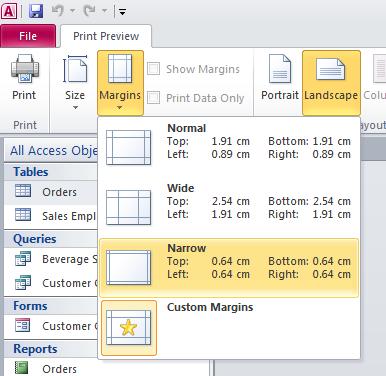 Setting margins Next, click on the Margins button within the Ribbon. This will display some pre-set options. Select the Narrow option from the list.