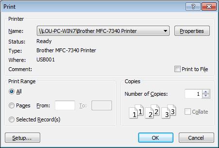 Access 2010 Intermediate Page 106 In the Print dialog box, make sure the correct printer name is