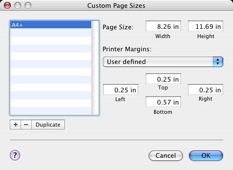 Print function of Mac OS X 9 9.4 How to add a custom size To print on paper sizes other than the standard sizes, register the custom paper size.