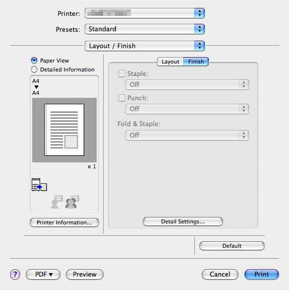Print function of Mac OS X 9 2 Note When printing a job that contains pages of different sizes and orientations with the "Poster Mode" setting specified, images may be missing or overlapping when the
