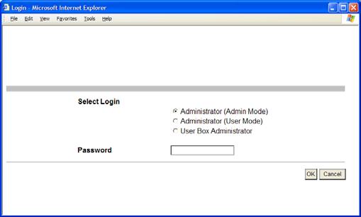 Web Connection 13 Logging on as a user box administrator If user authentication settings have been specified on the machine, you can log on as an administrator in User mode to delete jobs.