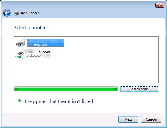 Manual installation using the Add Printer wizard 4 4 Click "Add a printer" from the toolbar. The Add Printer window appears. 5 Click "Add a network, wireless or Bluetooth printer".