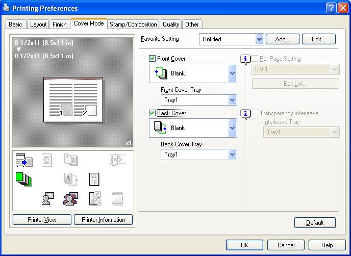 Print functions of the PCL/PS drivers for Windows 8 Function name Option Description Output Tray Default, Tray1-3, Bin 5-6 Specifies the tray where to output the printed pages.