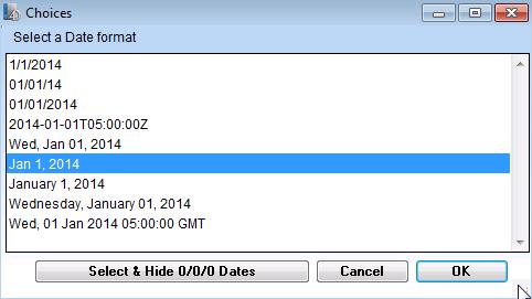 Set Display Format: When this is selected, the Select a Date format
