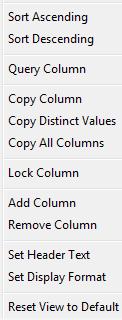 Display after selection: Reset View to Default: To return the columns to