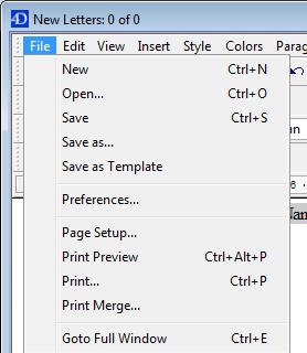 Printing Mail Merge Letters: Once the letter is complete, click on File Print Merge Click