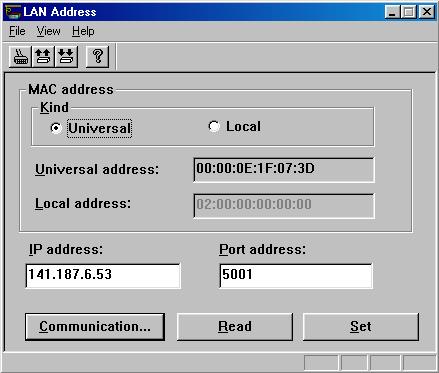 Configuring the LAN-Adapter 3. define unique IP address for the emulator e.g.: 141.187.6.53 141.187.6.53 4. Check Port address: must be 5001 1.