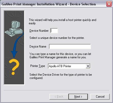The Device Wizard screen will display 11. Type in the Device Number using the information gathered in step 7.