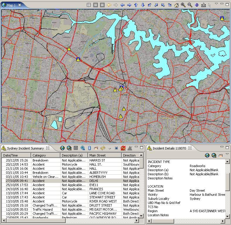 Incident Management The incident layer shows the locations of incidents.