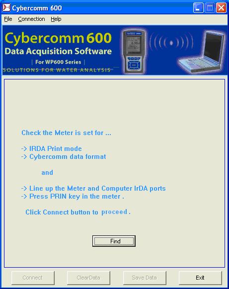 3. In CyberComm, press Find button. (a) Figure 13 : CyberComm finds the meter (b) 4.