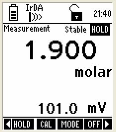2.5 Ion Measurement Mode This mode is available only in ph 620 model. In Ion measurement mode, the meter displays Ion concentration (in ppm, molar or mg/l) and mv reading.
