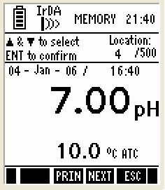 Figure 24 : Viewing stored data 4. To navigate to a particular memory location, press up or down arrow key to select memory location you intend to navigate to and then press ENTER key.