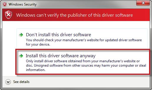 Press Next to scan that folder for the driver.
