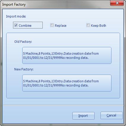 If there is a duplicate, a window will open with the option to either Combine the Factories,