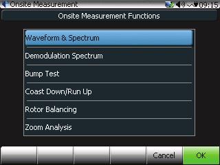 Figure 62: Onsite Measurement types A common measurement is taken using a Waveform & Spectrum