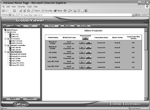 IP LINK and GlobalViewer APPLICATIONS The role of the technical administrator in today s schools and businesses has expanded to include management and maintenance of A/V devices from multiple