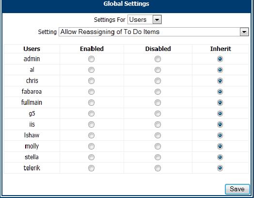 3. Select to how you want to configure the global settings: for the System or for Users. 4. Select the appropriate setting. 5.