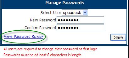 3. Select the user whose password you want to change. Note: When this page is accessed by general end users, they are only able to change their own password information. 4.