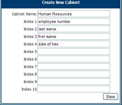 Creating a New Cabinet To create a new cabinet 1. Click the Cabinet Functions tab. 2. Click Create New Cabinet. The Create New Cabinet page opens. 3. Enter the cabinet name. 4.