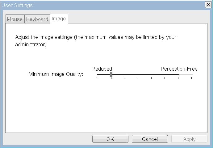 3.2.1 Minimum Image Quality The Minimum Image Quality slider allows you to balance image quality and frame rate when network bandwidth is limited.