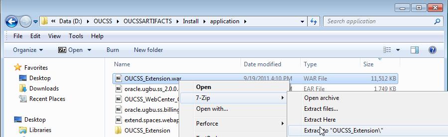 4. Change to the <<UnZipFolder>>\OUCSSARTIFACTS\Install\application directory.