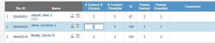 To the right of the student name on the Scores By Assignments page is a Profile and Calendar icon for each student.