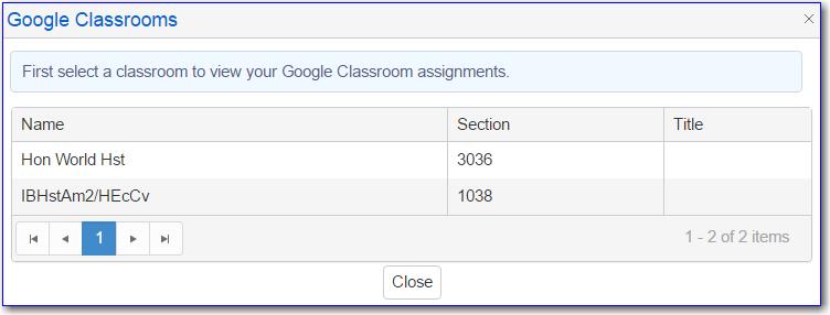 Note: If the assignment in Aeries is using the Input By Standard option to enter a separate score for each standard, then the Import from Google button will be disabled because there is no way to