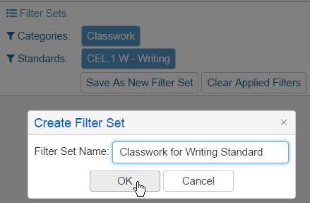 The % and Mark will total only the filtered assignments.